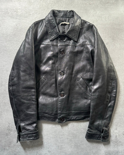 1990s Emporio Armani Black Minimalist Leather Jacket (S) - 1