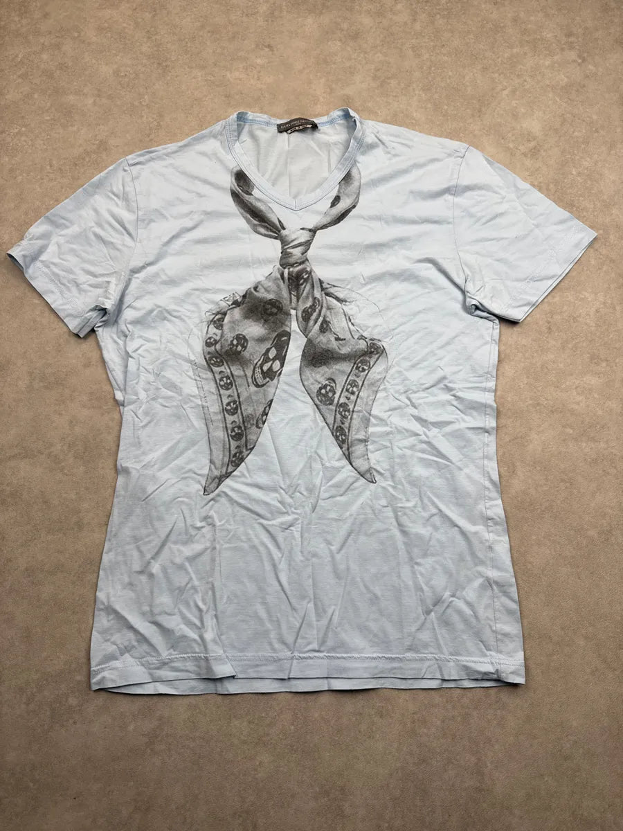 Daniele Alessandrini Light Blue Skull Scarf Trompe-l’Œil T-Shirt TmDkJufW 2