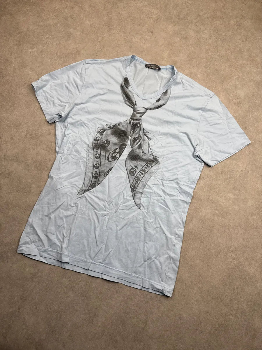 Daniele Alessandrini Light Blue Skull Scarf Trompe-l’Œil T-Shirt TmDkJufW 3