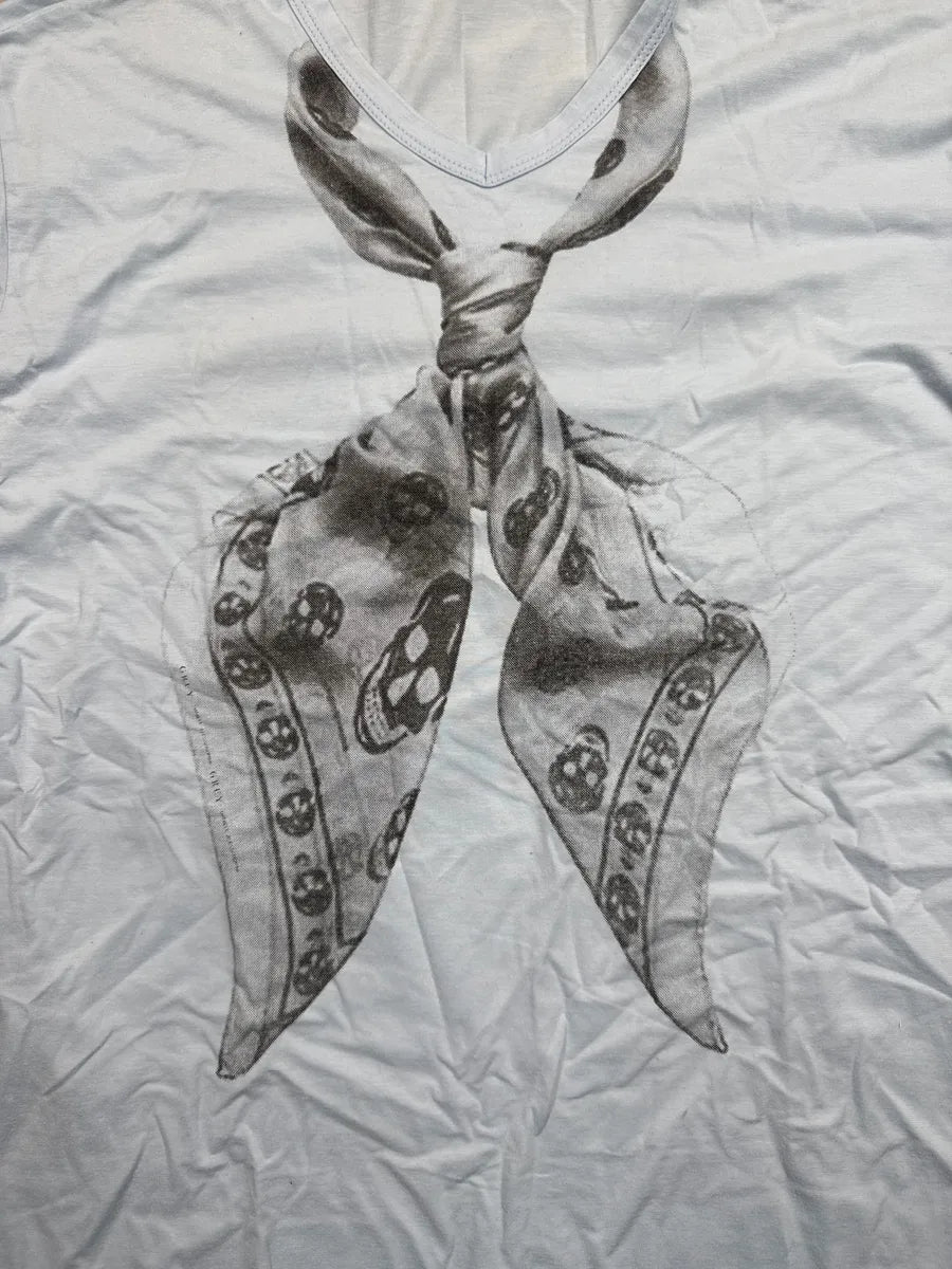 Daniele Alessandrini Light Blue Skull Scarf Trompe-l’Œil T-Shirt TmDkJufW 5