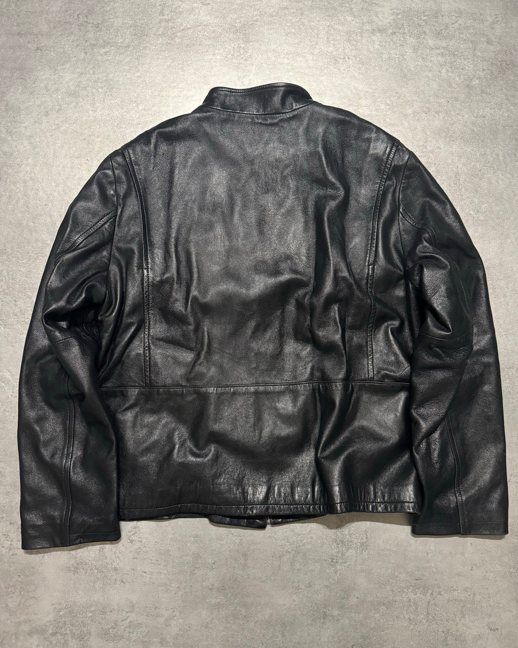 2000s Armani Black Structured Biker Leather Jacket (L) - 2