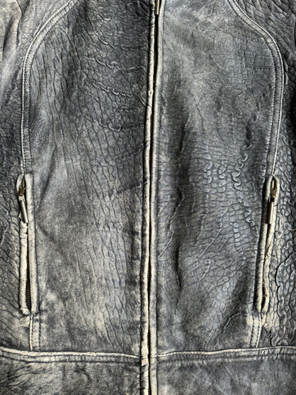 2000s Cavalli Scarred Raw Leather Jacket (M) - 8