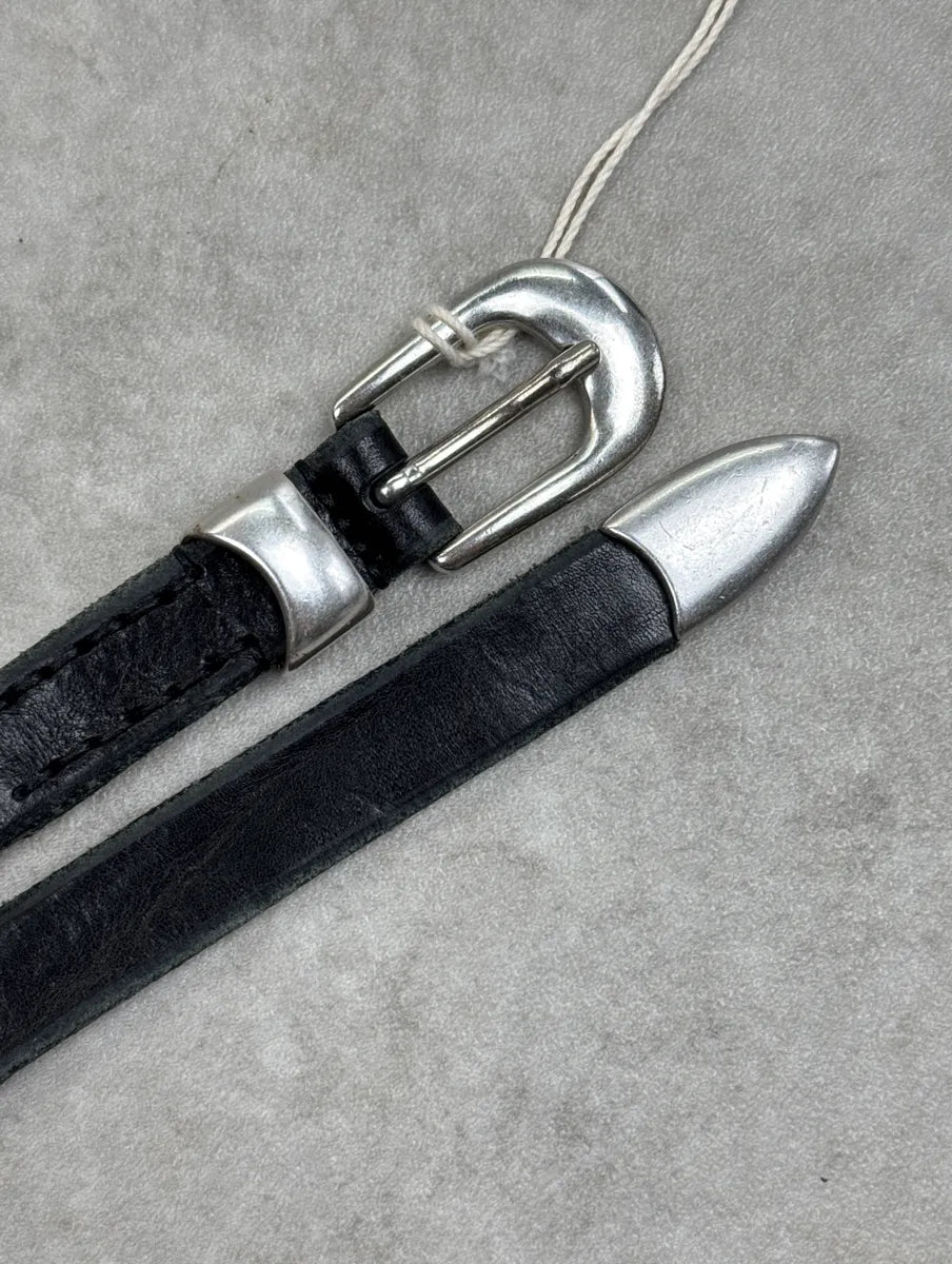 Our Legacy Black Leather Skinny Textured Belt ToZdfKtj 4