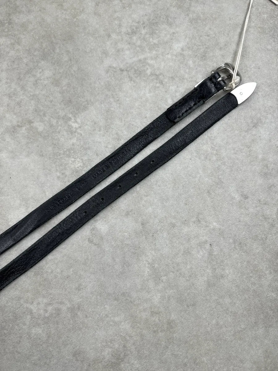 Our Legacy Black Leather Skinny Textured Belt ToZdfKtj 5