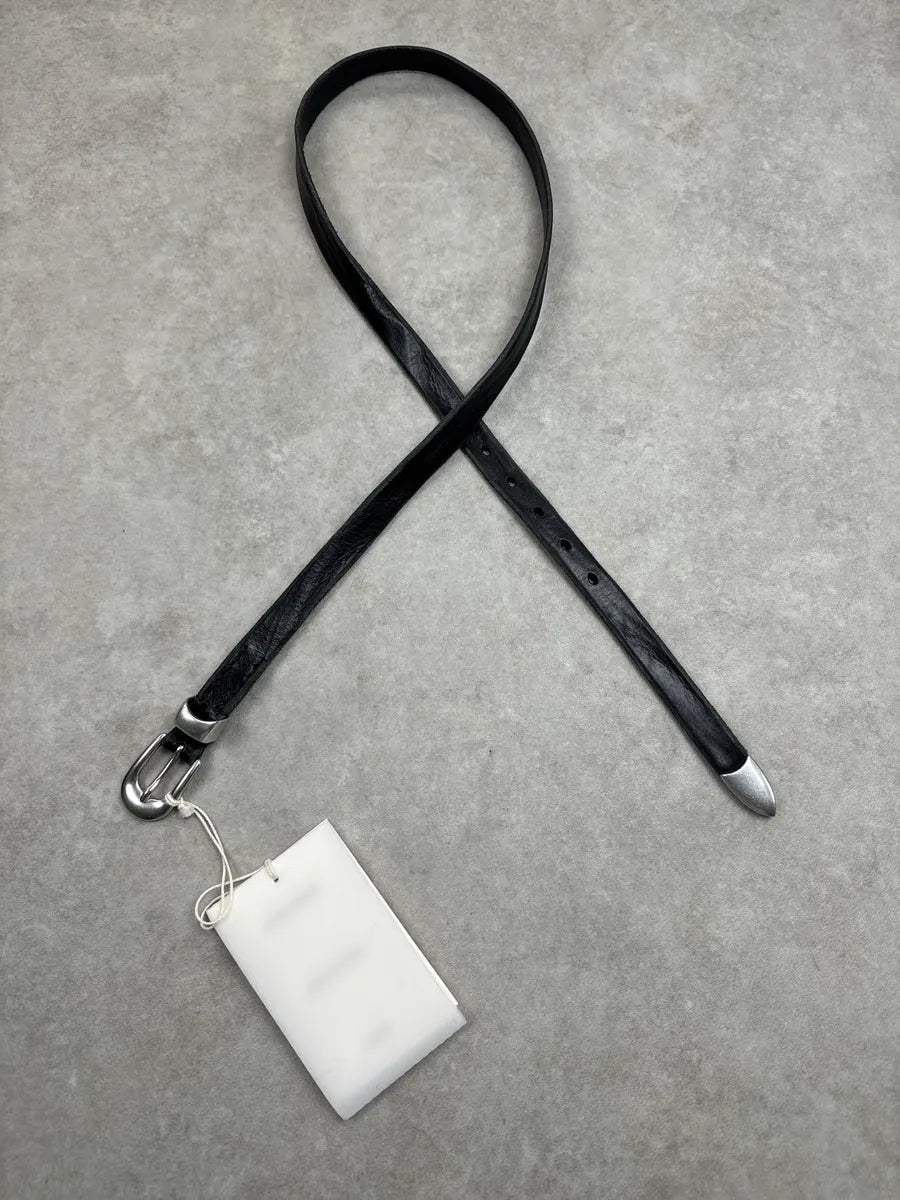 Our Legacy Black Leather Skinny Textured Belt ToZdfKtj 1