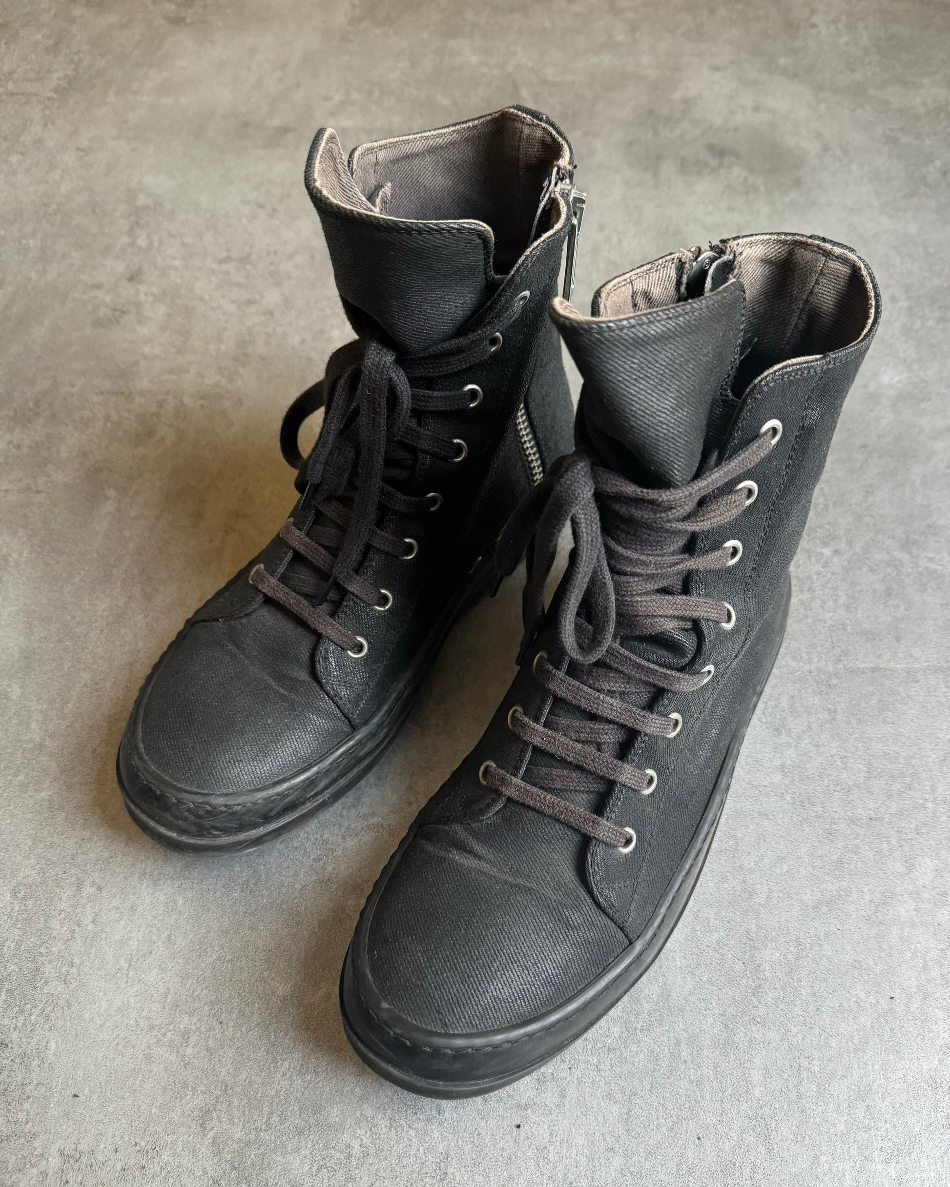 Rick Owens Ramones Black Waxed High Shoes (39) - 4