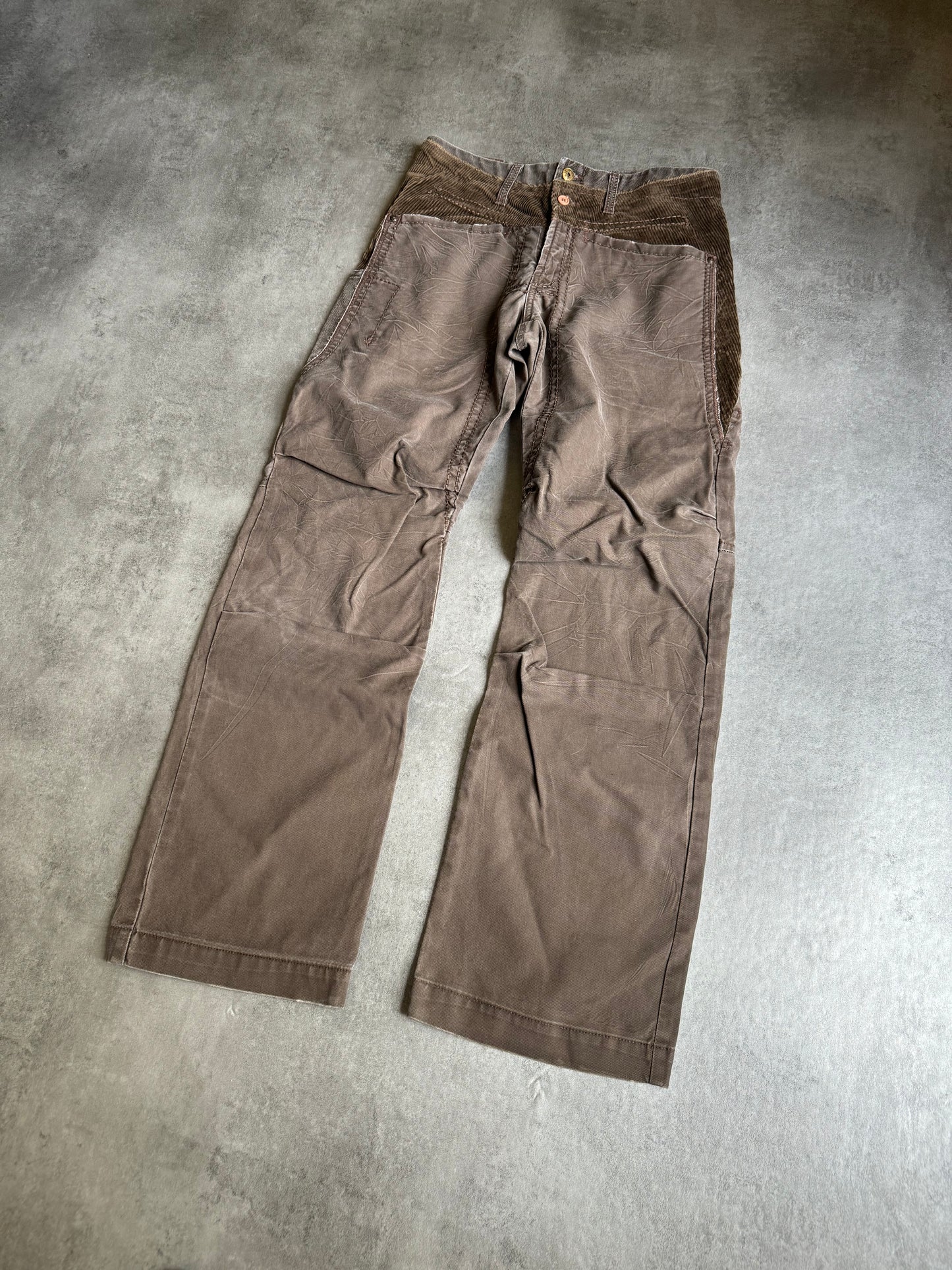 2000s Marithe François Girbaud Dual Whimsy Double-Waisted Brown Pants  (S) - 5