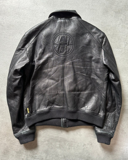 2000s Armani Black Premium Citizen Utility Leather Jacket (L) - 6