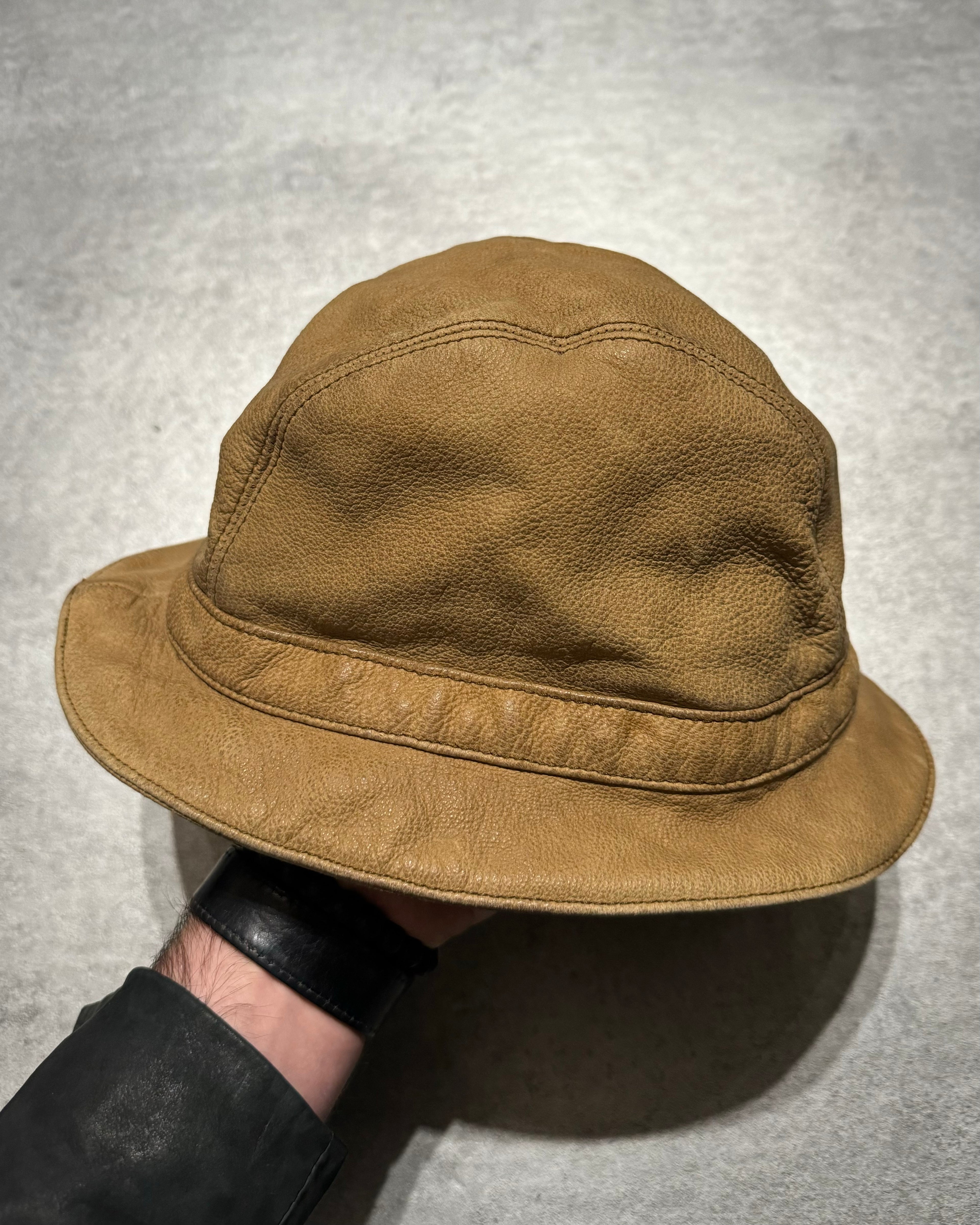 1990s Prada Beige Leather Hat (OS) - 1