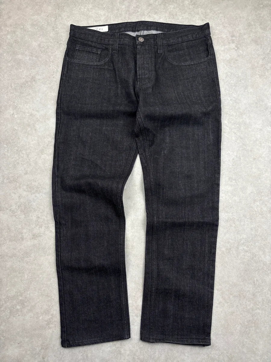 Gucci Dark Grey Denim Button Fly Straight-Leg Jeans TtXfsUuW 0