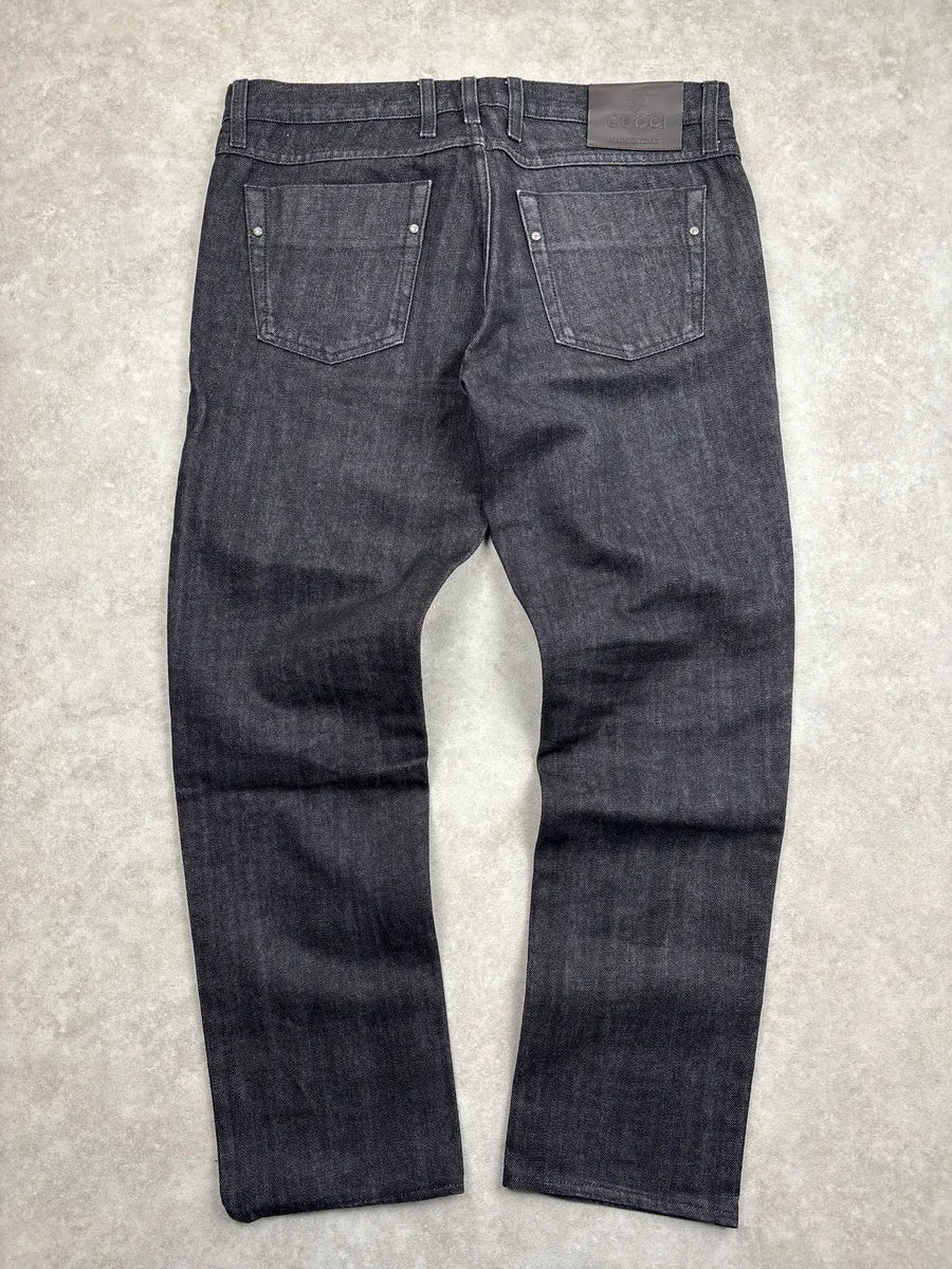 Gucci Dark Grey Denim Button Fly Straight-Leg Jeans TtXfsUuW 4