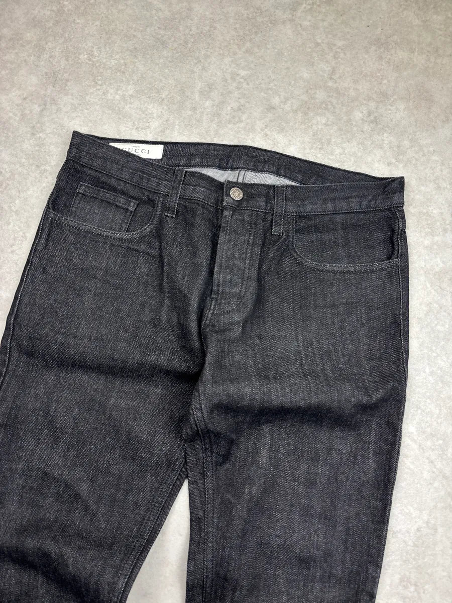 Gucci Dark Grey Denim Button Fly Straight-Leg Jeans TtXfsUuW 5