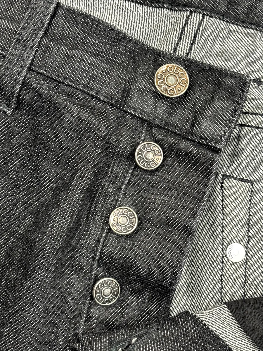 Gucci Dark Grey Denim Button Fly Straight-Leg Jeans TtXfsUuW 7