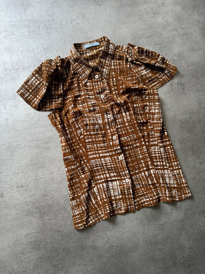 SS1996 Prada Silk Brown Blouse Shirt (XS) - 7