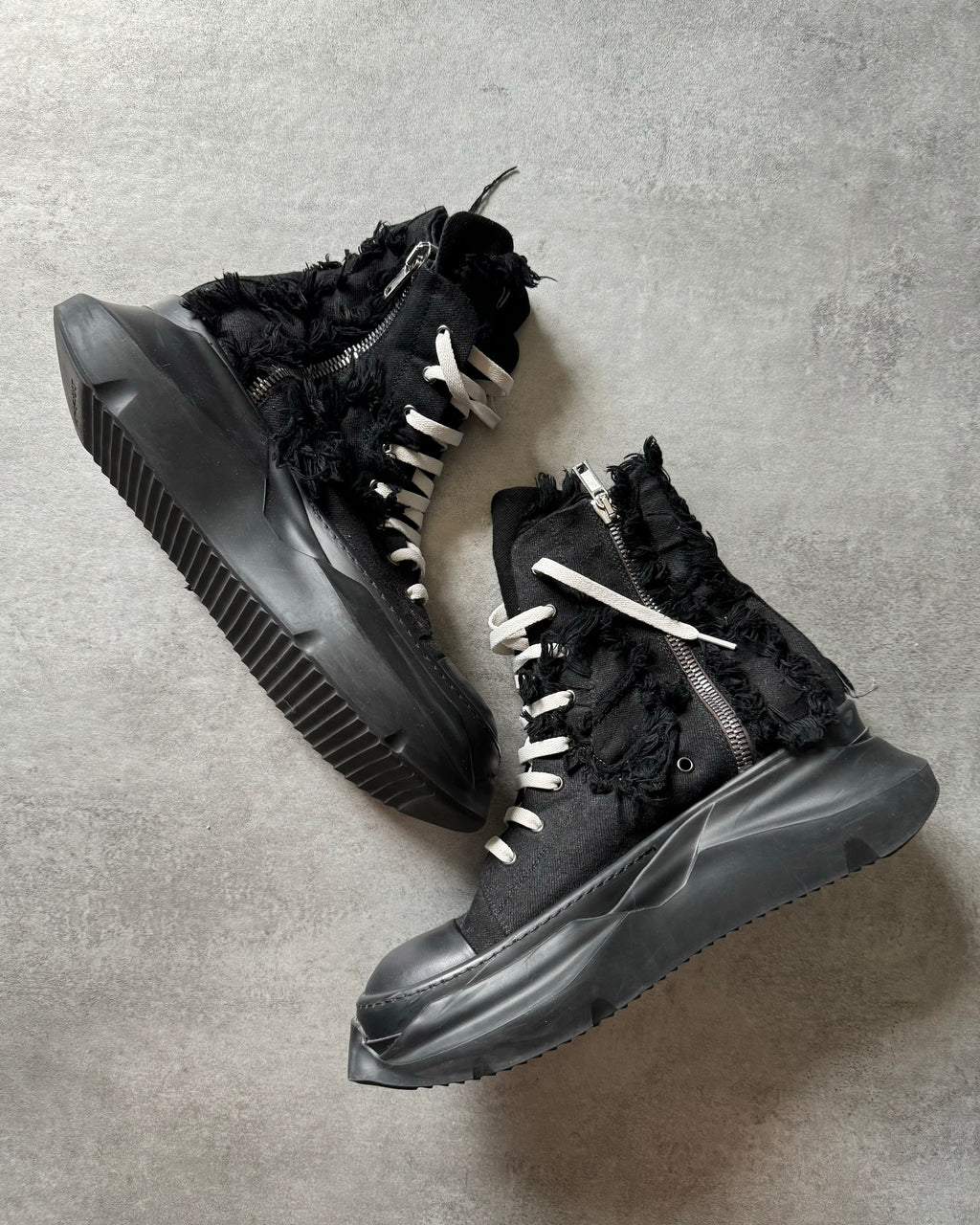 Rick Owens DRKSHDW Abstract Gethsemane Distressed Black Shoes Rick Owens DRKSHDW Abstract Gethsemane Distressed Black Shoes