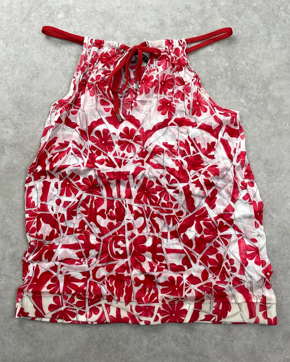SS2009 Gucci White Floral Print Halter Top by Frida Giannini TyNkJlxq 0