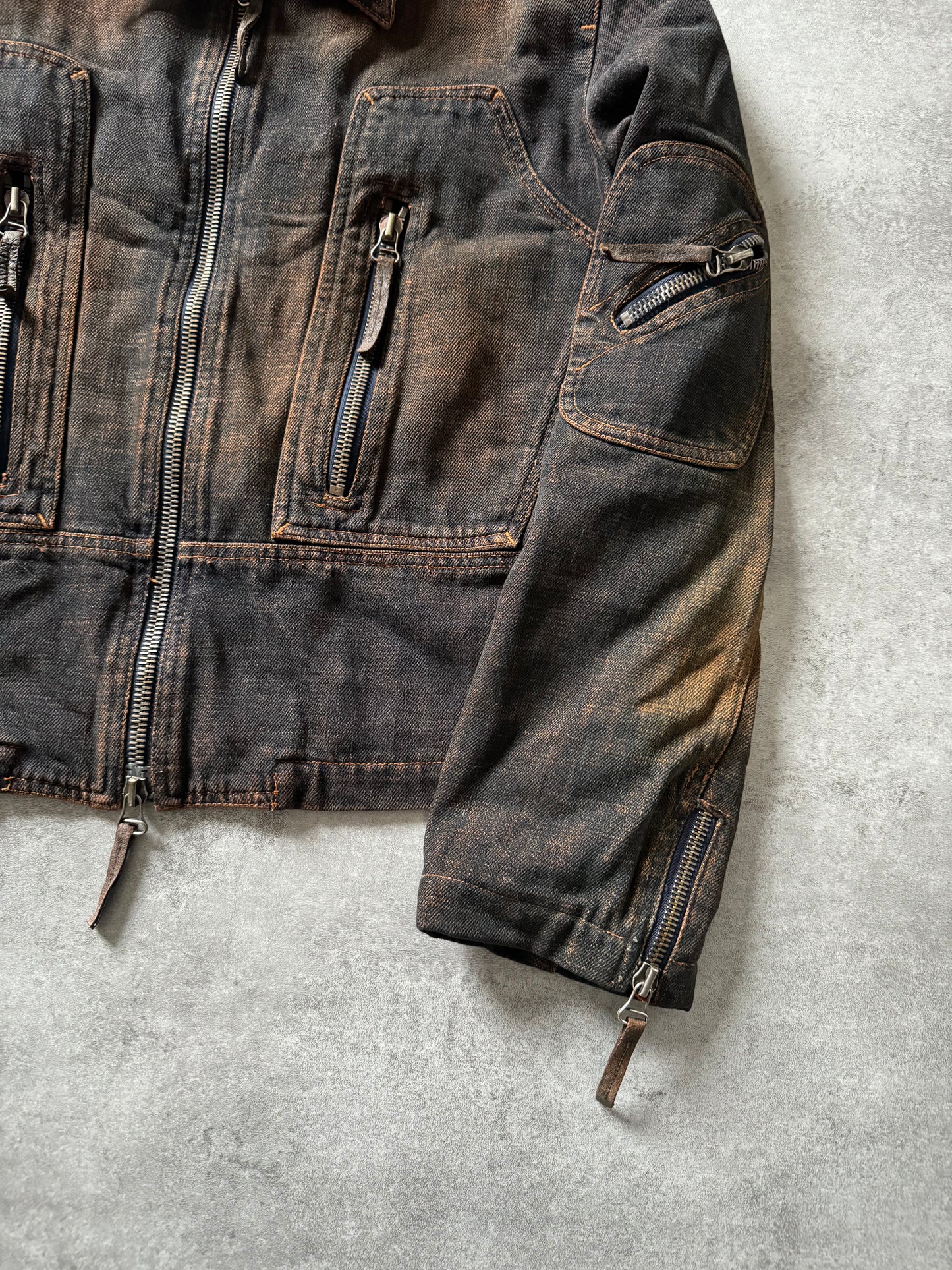 2000s Cavalli Eroded Twilight Denim Jacket (S) - 6