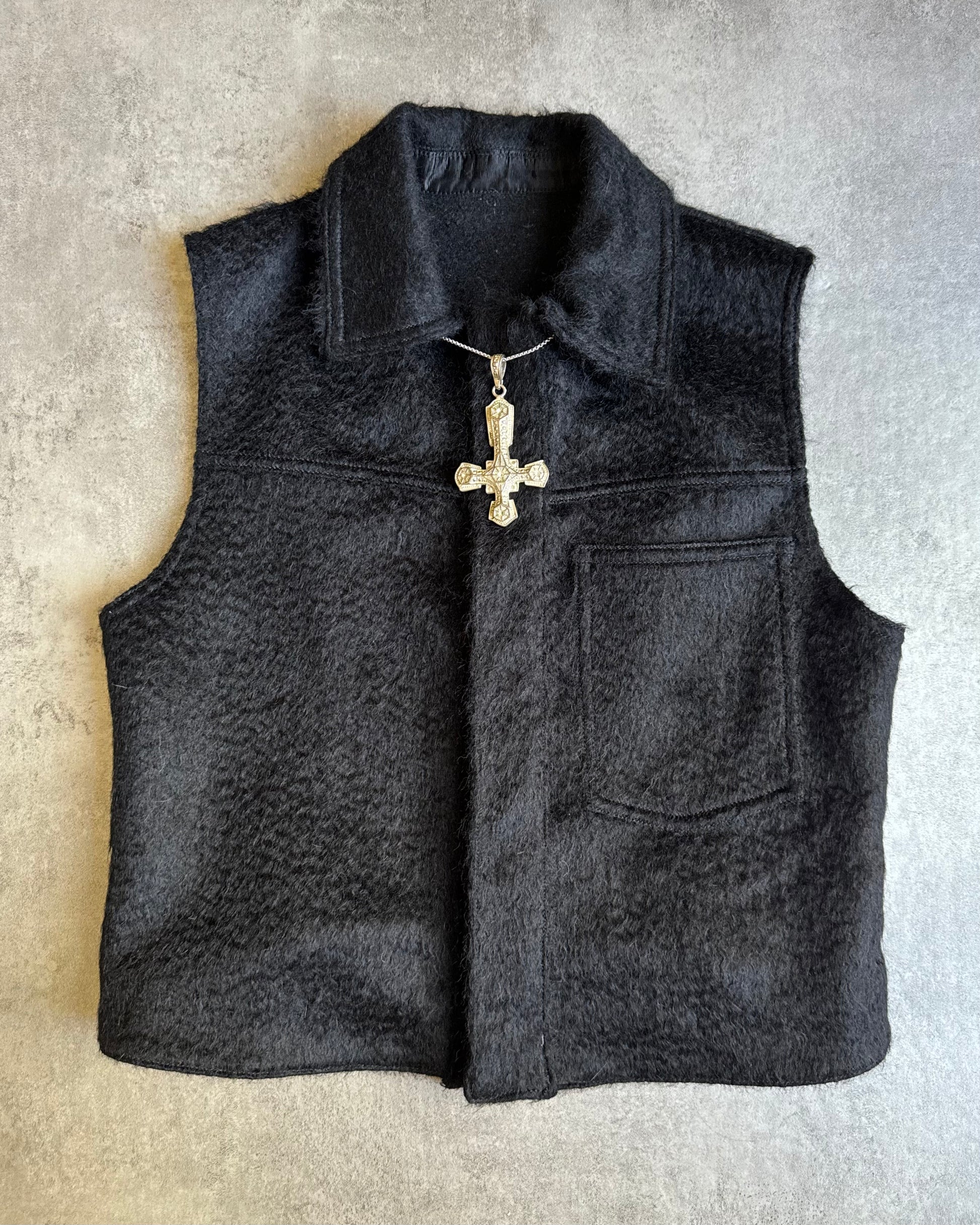 Ann Demeulemeester Mohair Black Sleeveless Vest (XS) - 1