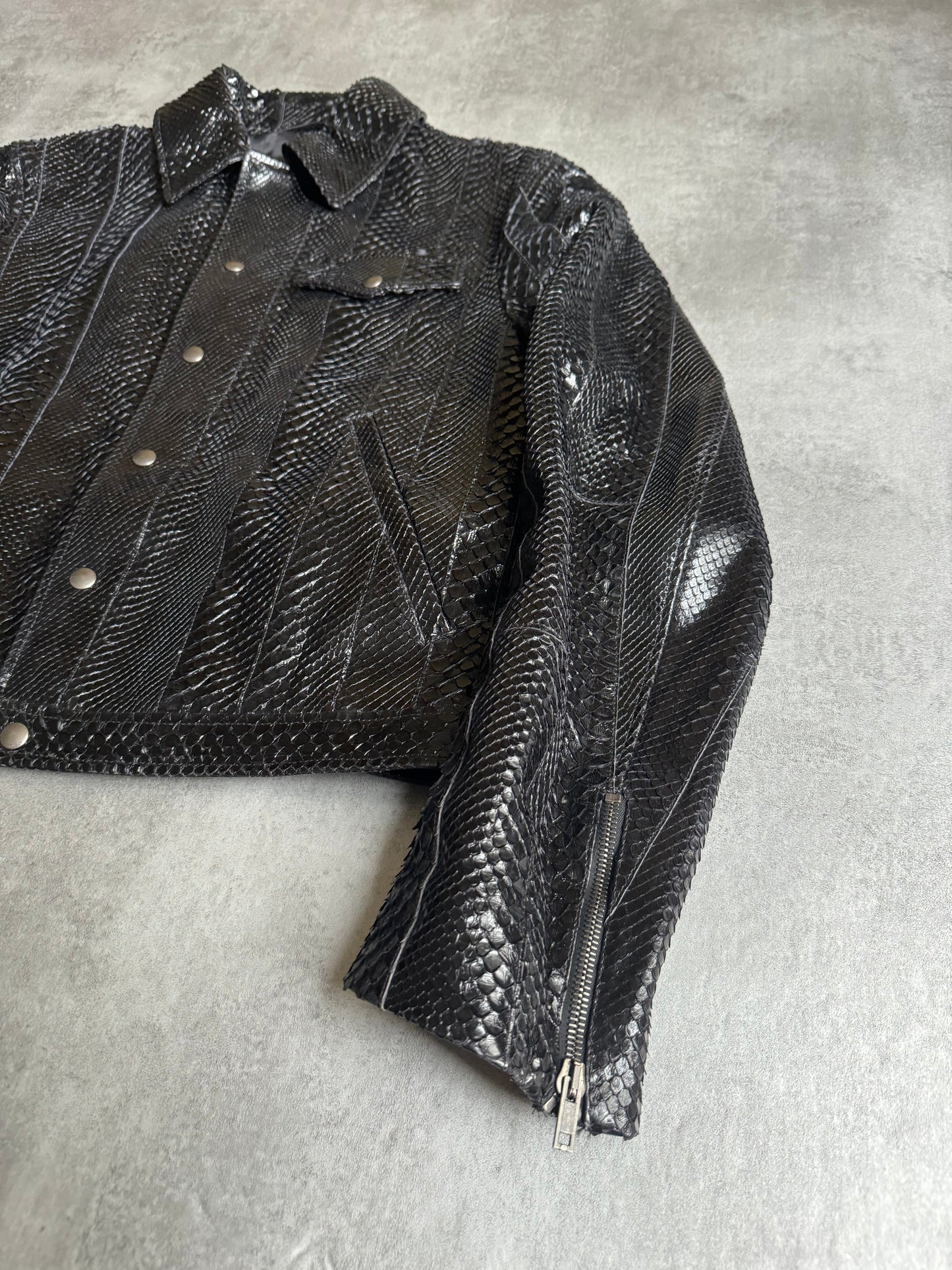 Gucci Black Python Leather Jacket (M) - 18