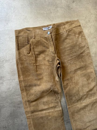 2000s Dolce & Gabbana Camel Leather Pants (M) - 8