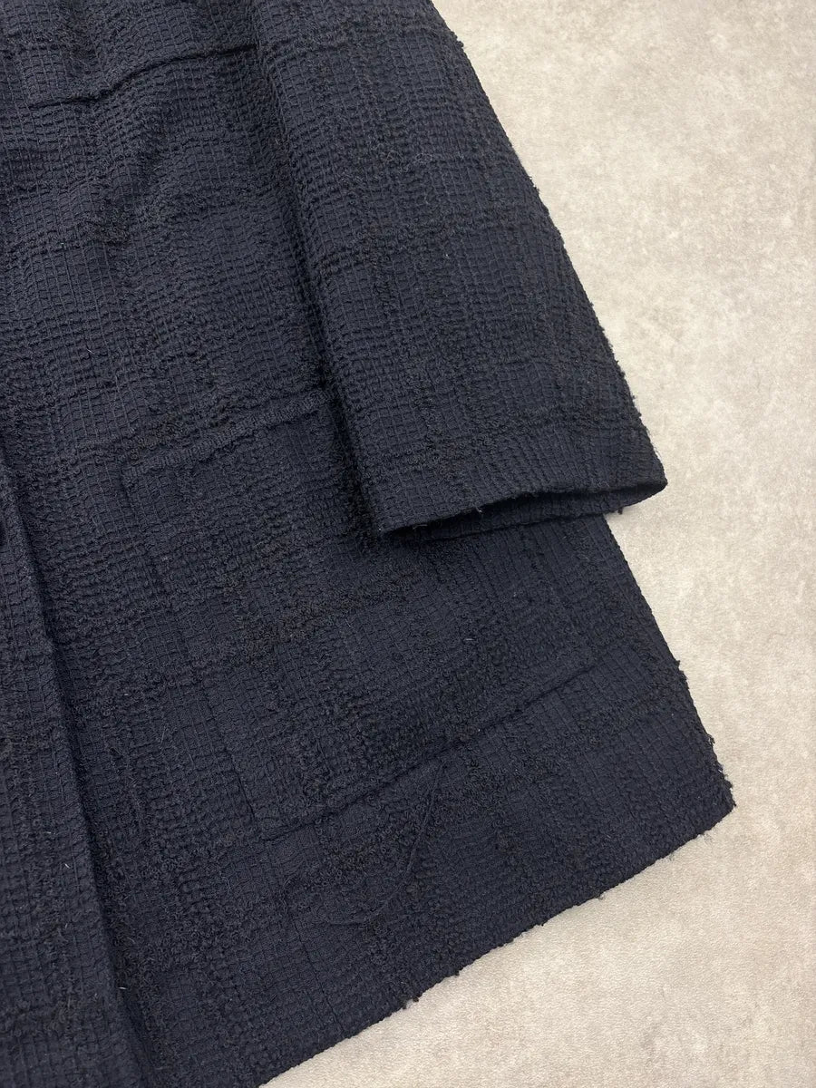 AW1998 Chanel Black Wool Grid Tweed Longline Coat UAWCcxel 7