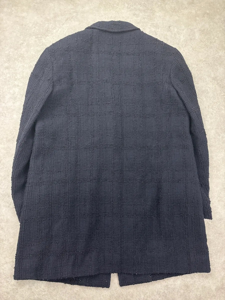 AW1998 Chanel Black Wool Grid Tweed Longline Coat UAWCcxel 5