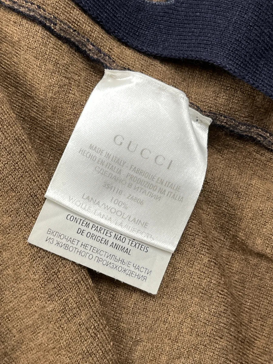 2010s Gucci Dark Navy Wool Crest Logo Button-Front Cardigan UAeqdYHQ 12