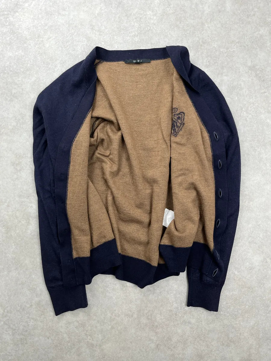 2010s Gucci Dark Navy Wool Crest Logo Button-Front Cardigan UAeqdYHQ 3