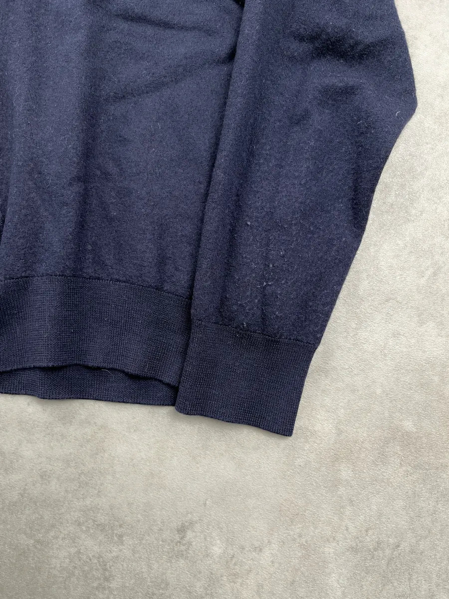 2010s Gucci Dark Navy Wool Crest Logo Button-Front Cardigan UAeqdYHQ 8