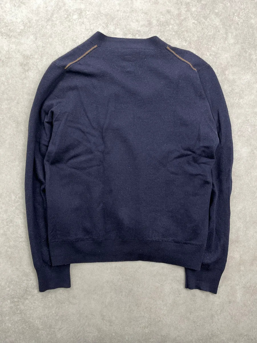 2010s Gucci Dark Navy Wool Crest Logo Button-Front Cardigan UAeqdYHQ 4