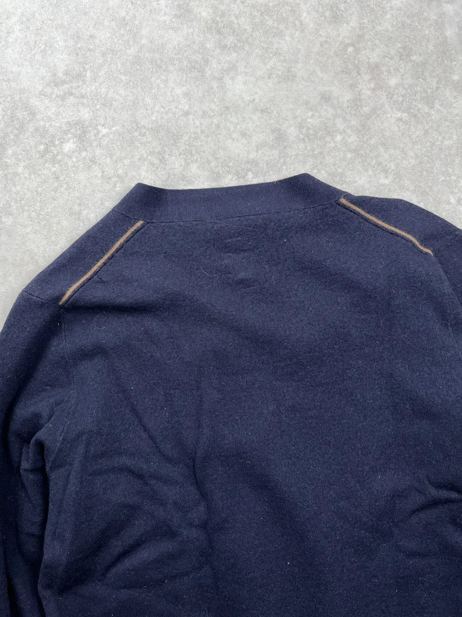 2010s Gucci Dark Navy Wool Crest Logo Button-Front Cardigan UAeqdYHQ 6