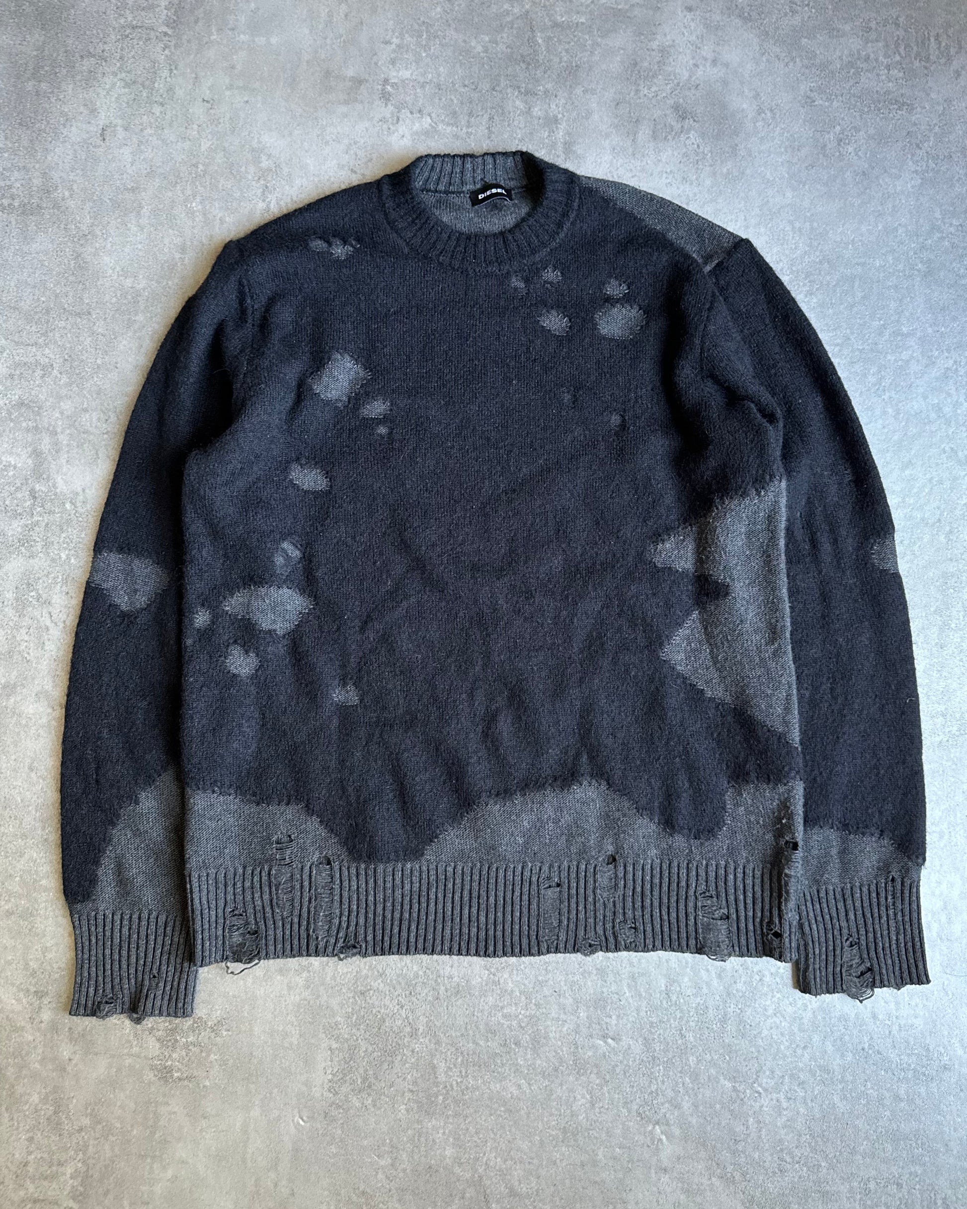 AW2018 Diesel Grey & Black Distressed Sweater (M) - 5