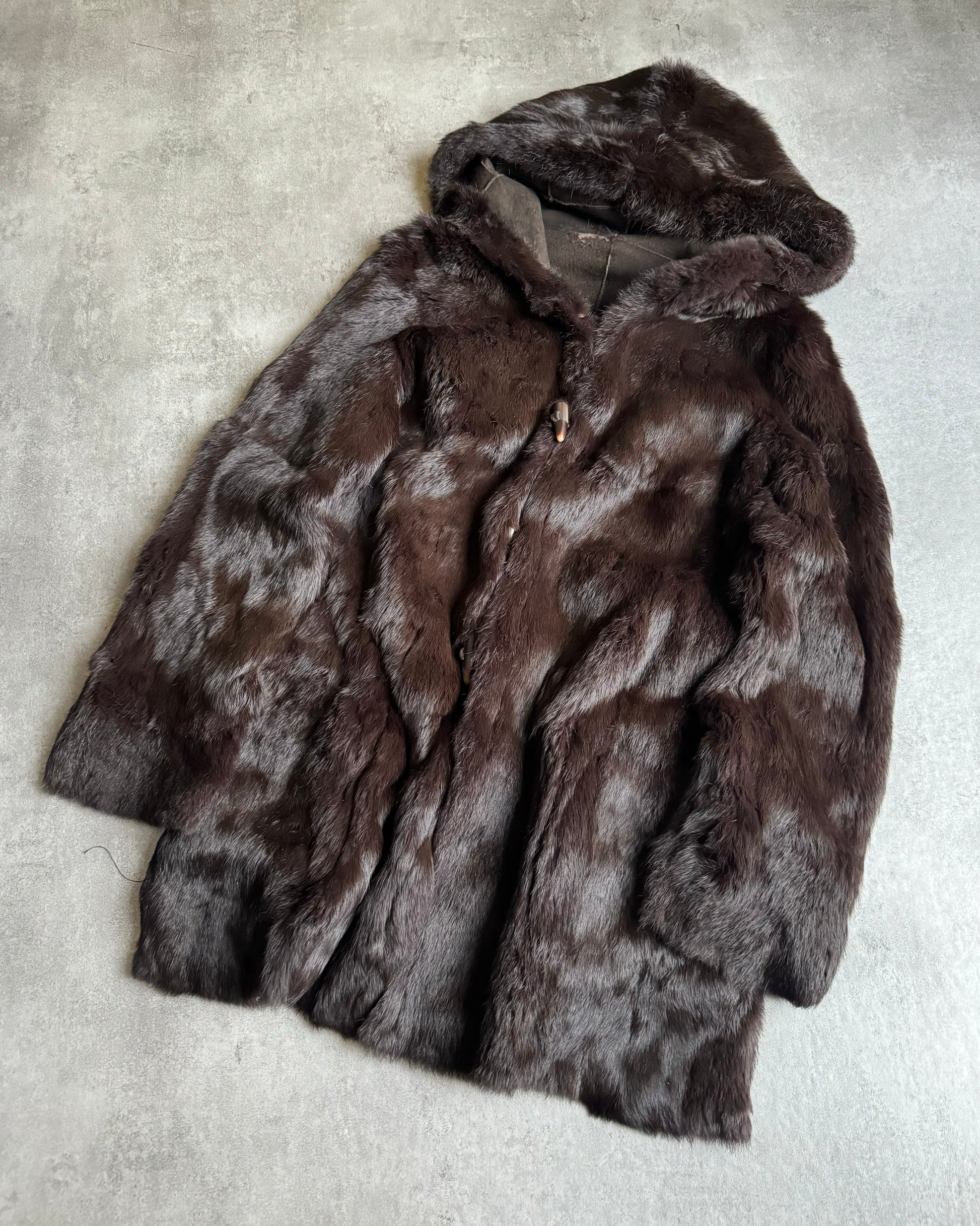 2000s Armani Reversible 2 in 1 Avant-Garde Brown Rustic Fur Jacket (S/M) - 7