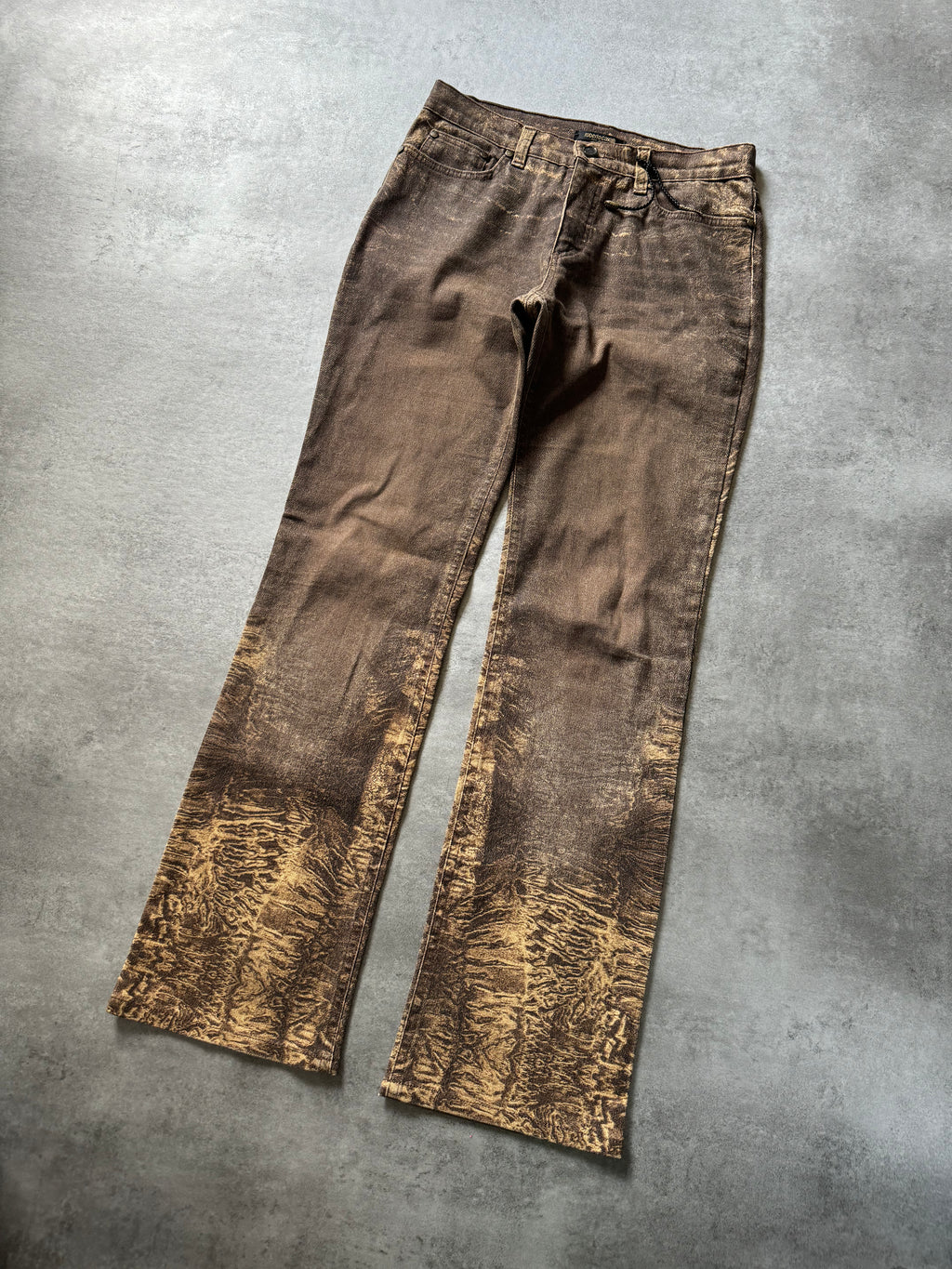 2000s Roberto Cavalli Arabic Brown Sand Erosion Pants (S) - 10
