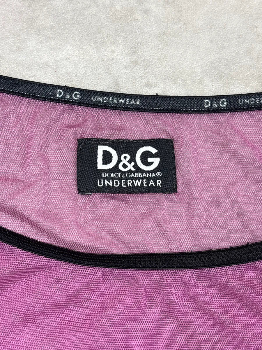 2000s Dolce & Gabbana Pink Sheer Mesh Contrast Trim T-Shirt UGJqllcQ 7