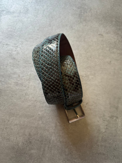 Artisanal Italian Python Leather Blue Belt (OS) - 2