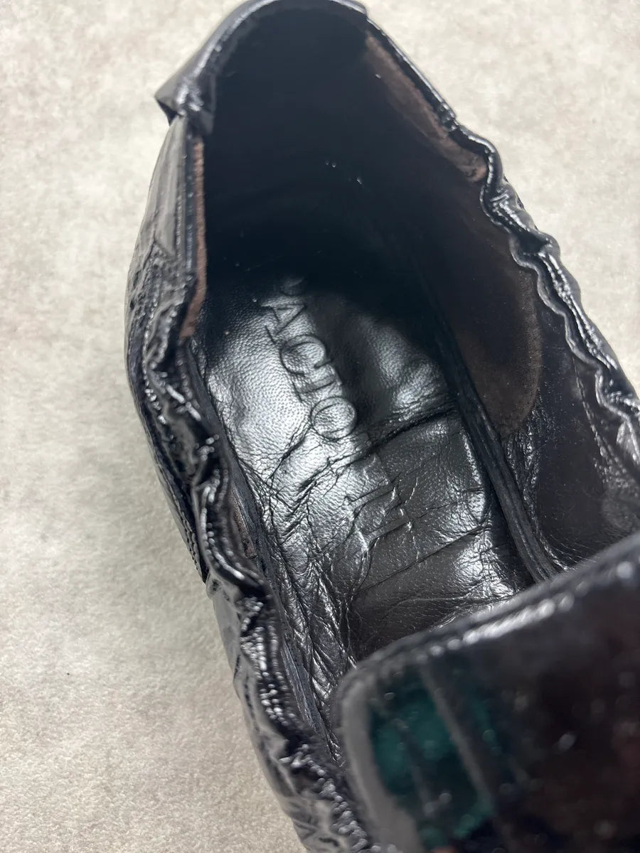 Cesare Paciotti Black Leather Crinkled Horsebit Loafers cBObnRe 10
