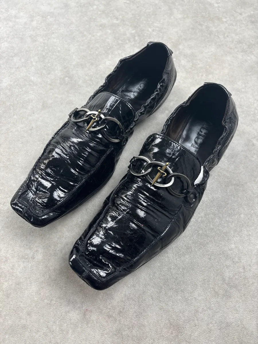 Cesare Paciotti Black Leather Crinkled Horsebit Loafers cBObnRe 2