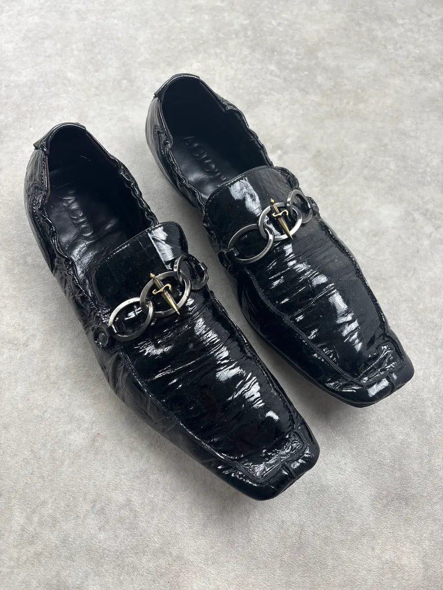 Cesare Paciotti Black Leather Crinkled Horsebit Loafers cBObnRe 3