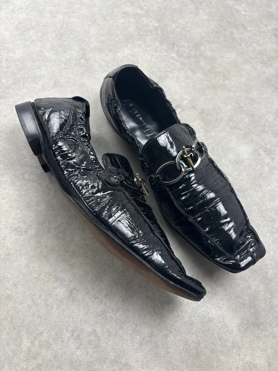 Cesare Paciotti Black Leather Crinkled Horsebit Loafers cBObnRe 4
