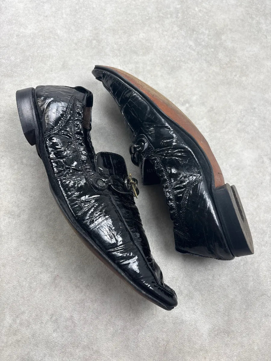 Cesare Paciotti Black Leather Crinkled Horsebit Loafers cBObnRe 5