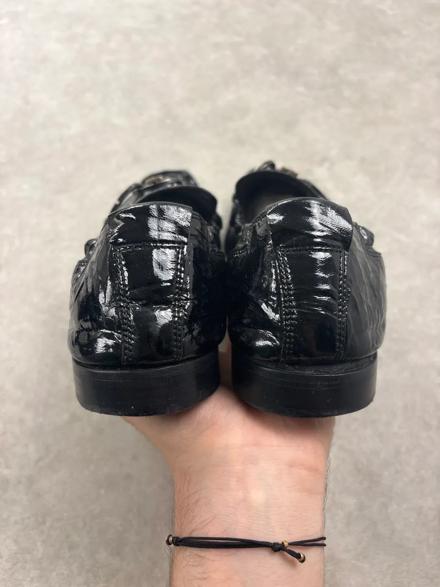 Cesare Paciotti Black Leather Crinkled Horsebit Loafers cBObnRe 6