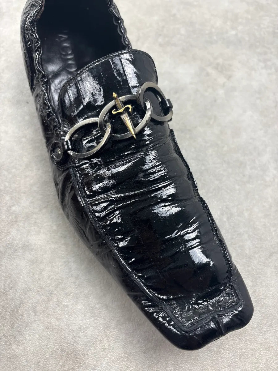 Cesare Paciotti Black Leather Crinkled Horsebit Loafers cBObnRe 7