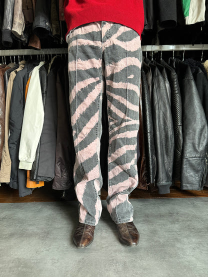 FW2001 Roberto Cavalli Zebra Pink Shadow Pants (M) - 2
