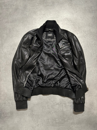 AW2005 Dolce & gabbana Black Utility Multi Zips Leather Jacket (M) - 3