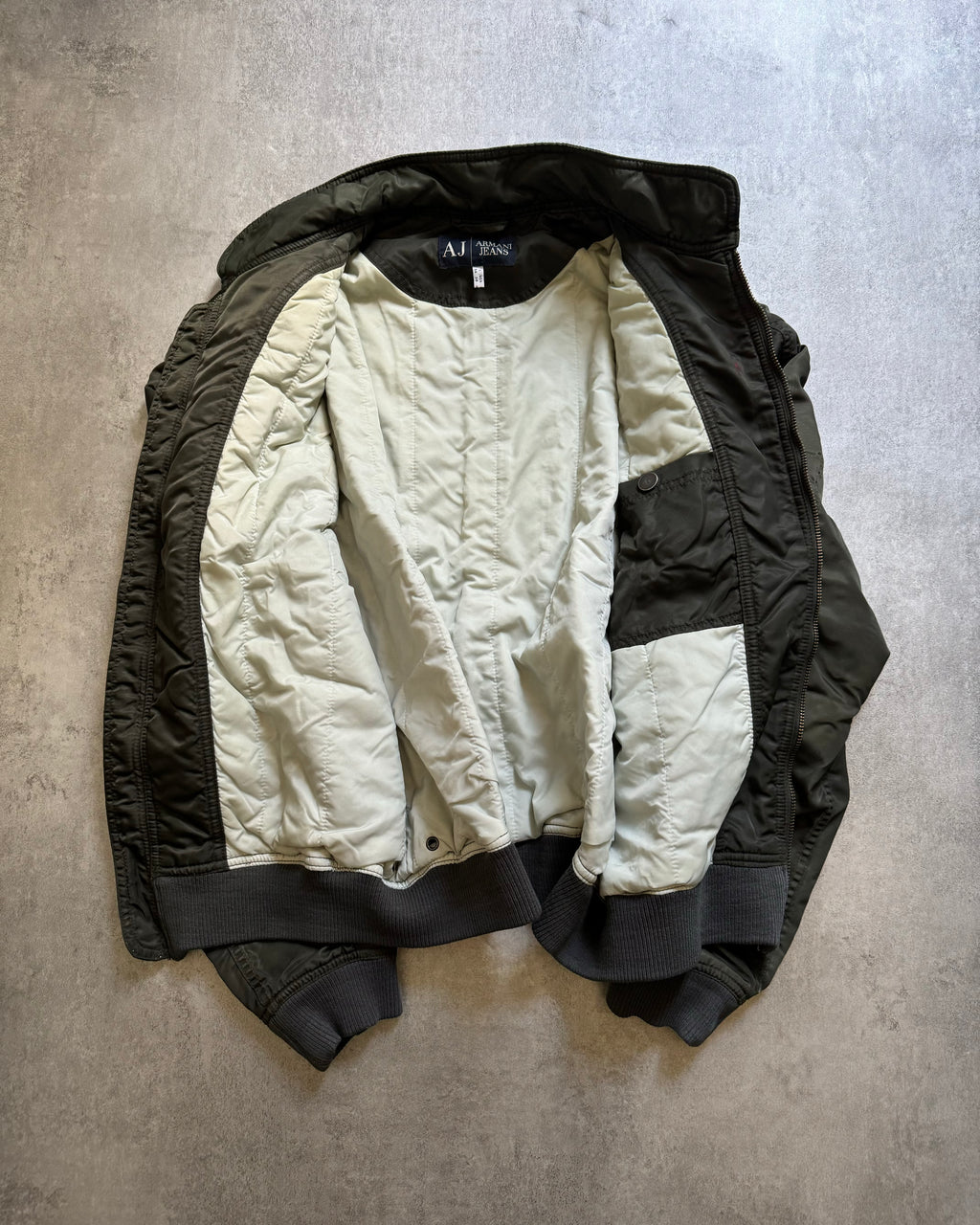 2000s Armani Olive Utility Drift Bomber Jacket (L) - 7