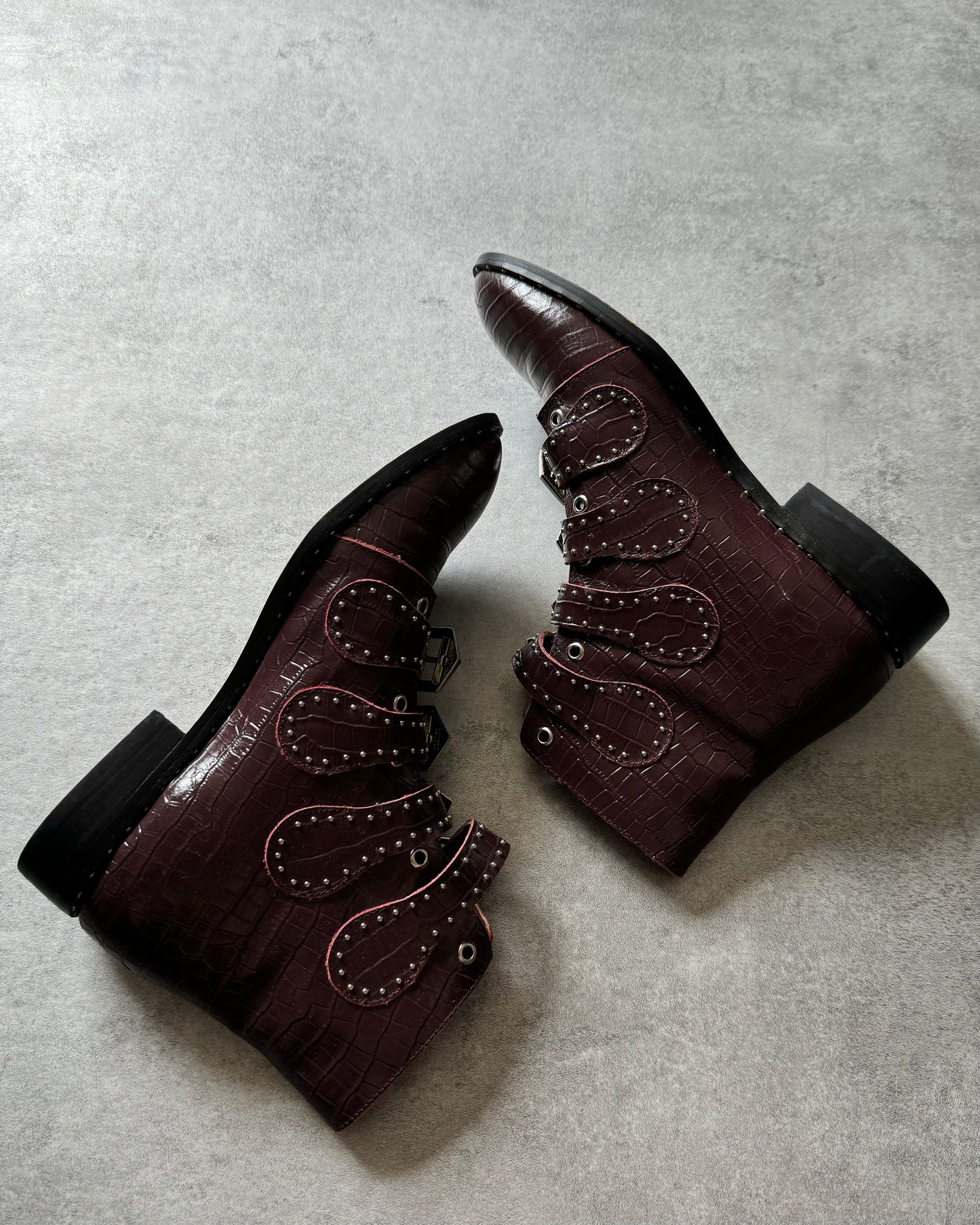 Givenchy Croc Embossed Studded Leather Boots (41) - 7