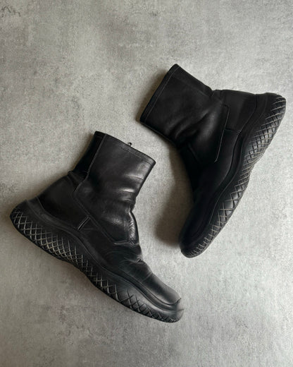 FW1999 Prada Ankle Vibram Black Leather Boots (39) - 2