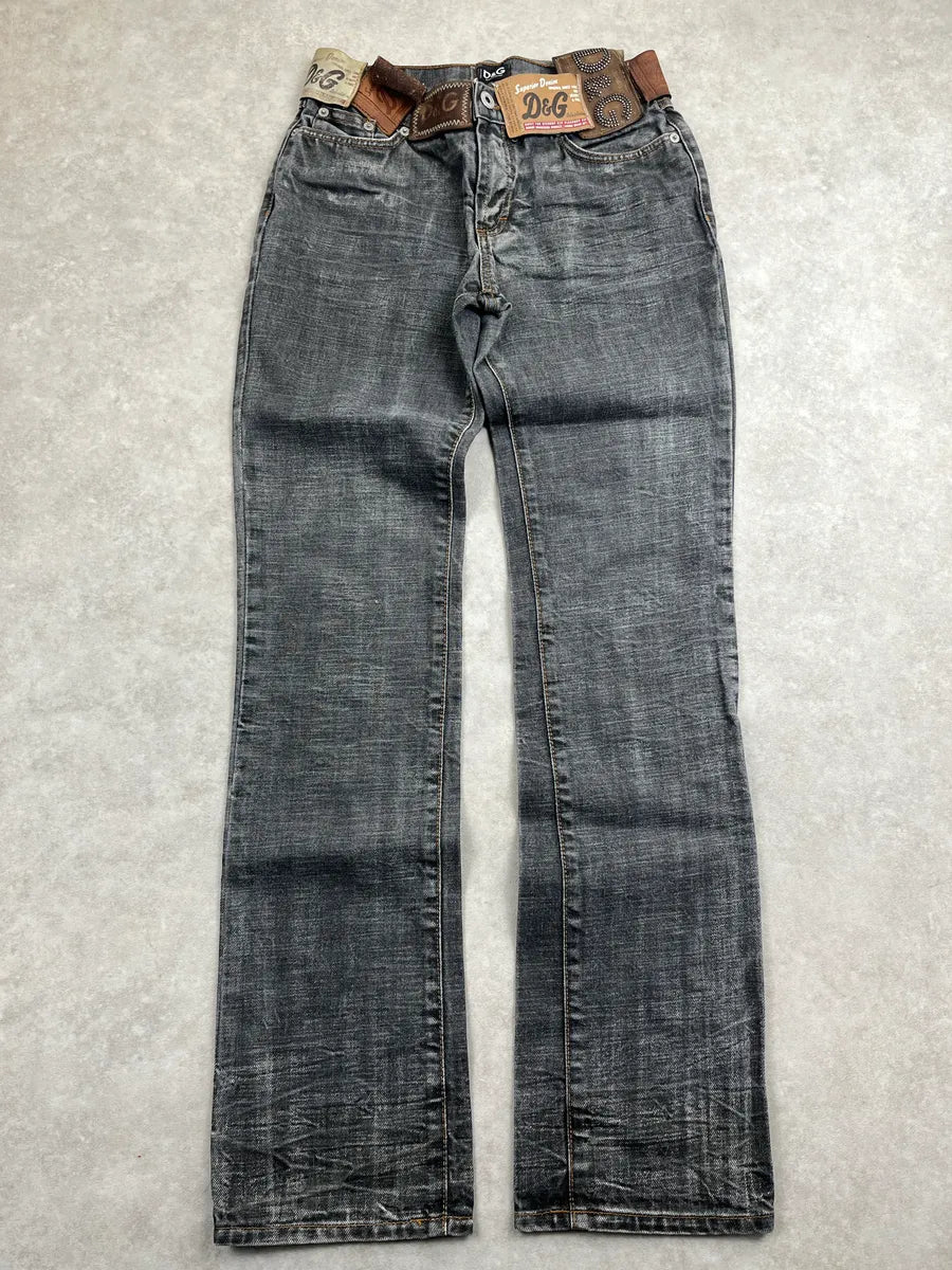 AW2003 Dolce & Gabbana Grey Denim Patchwork 10 Patch Faded Jeans UOMaBnkd 0
