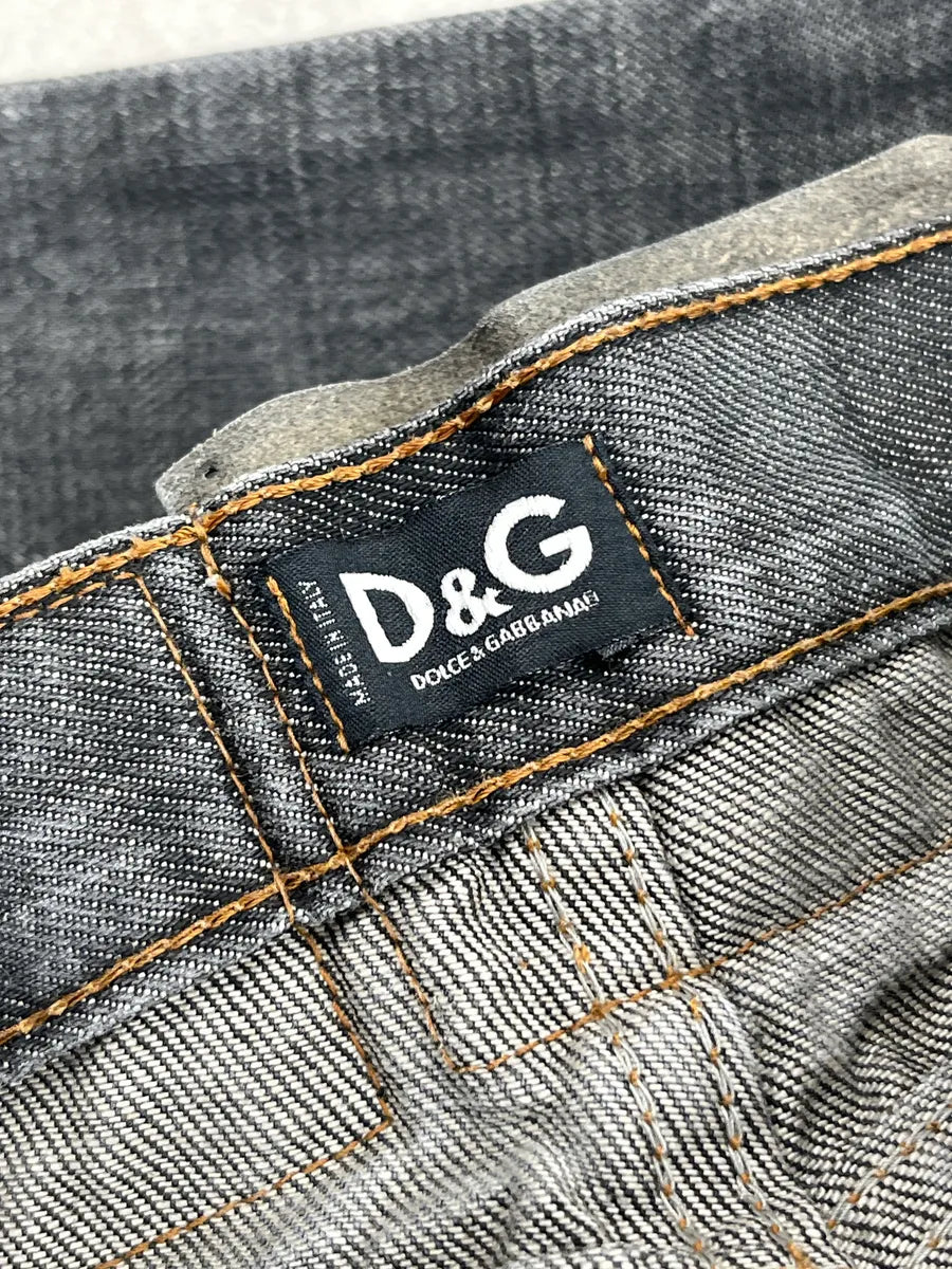 AW2003 Dolce & Gabbana Grey Denim Patchwork 10 Patch Faded Jeans UOMaBnkd 12